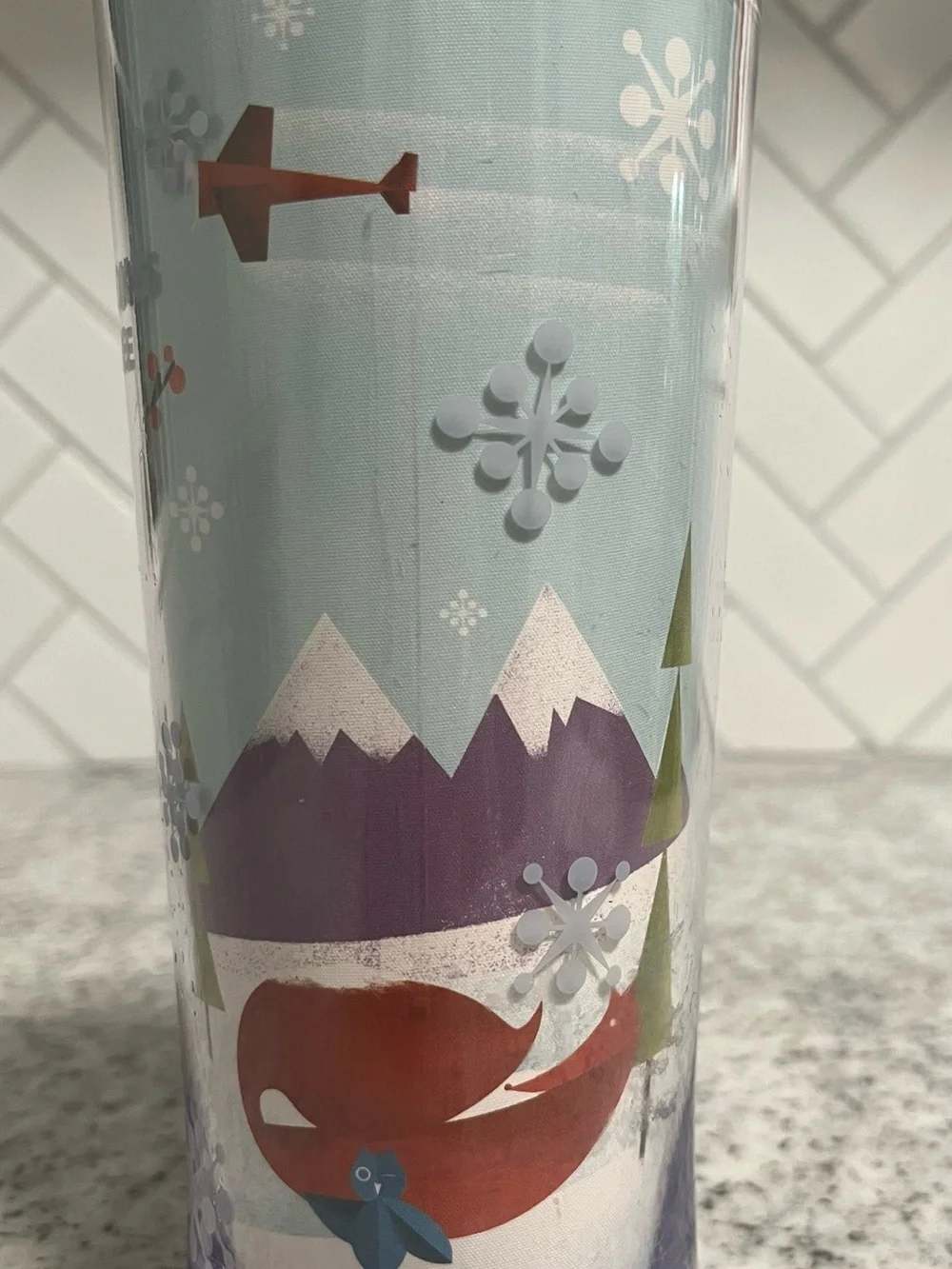 Starbucks Coffee 2010 Holiday Reindeer Winter Travel Tumbler Black Lid 16 oz